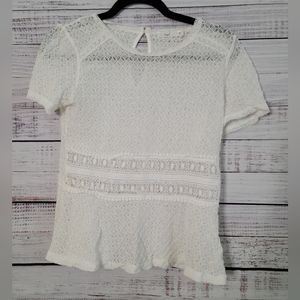 Hazel S Lace Peplum Top